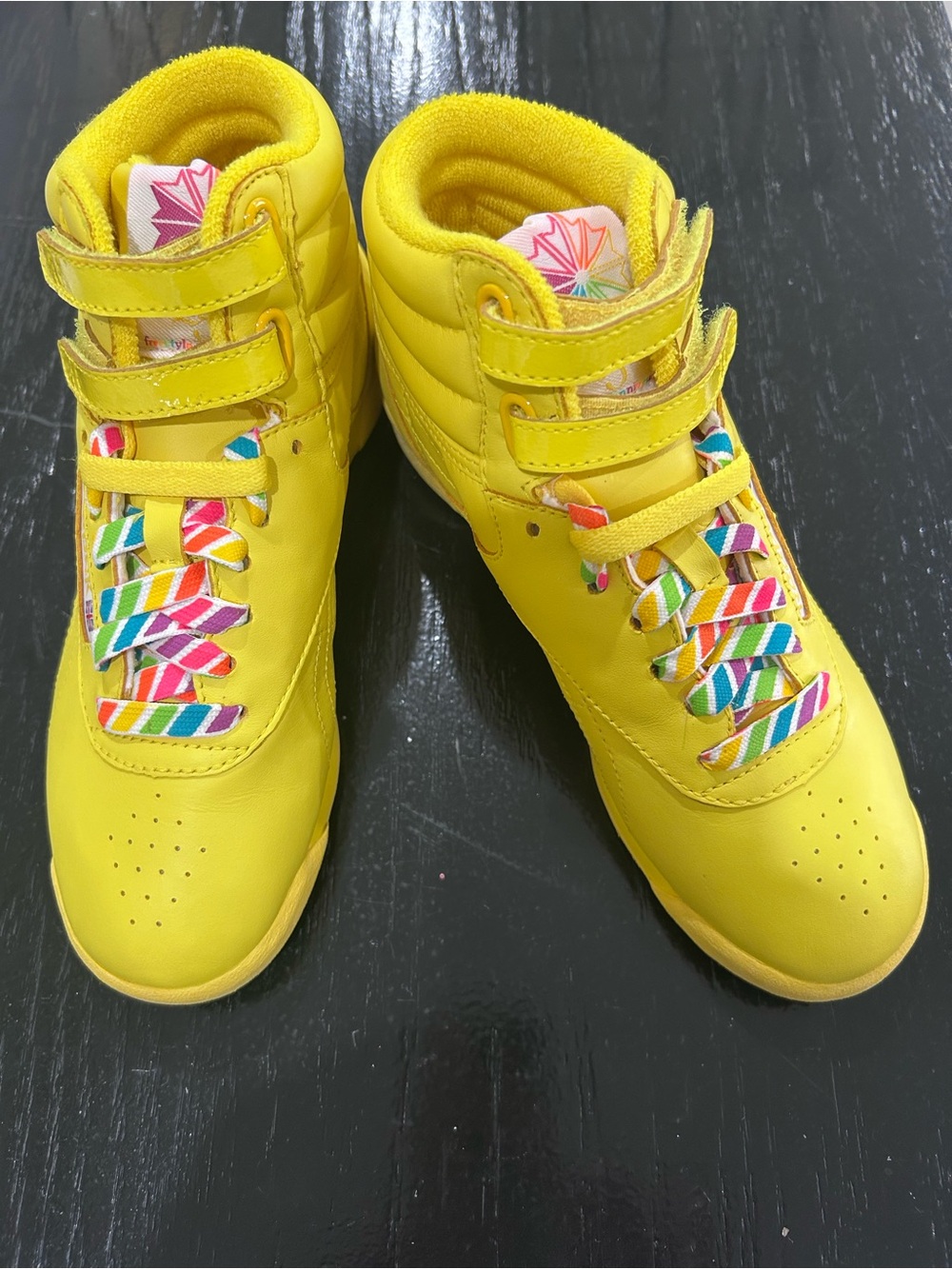 Reebok Never worn Yellow-“Reign-Bow” High tops in box-2006-Sz 5